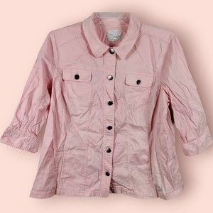 CJ Banks Christopher & Banks Womens 1X Button-Up 3/4 Slv Two-Pocket Shirt Top